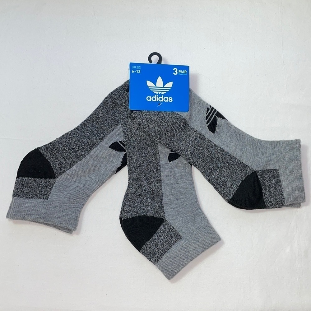 New Adidas Men's Classic Trefoil Ankle Socks 3 Pack
